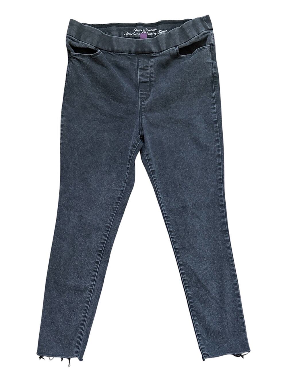 Gloria Vanderbilt All Around Slimming Effect Black Pull On Raw Hem Skinny Jeans